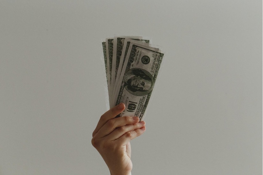 Hand holding up money