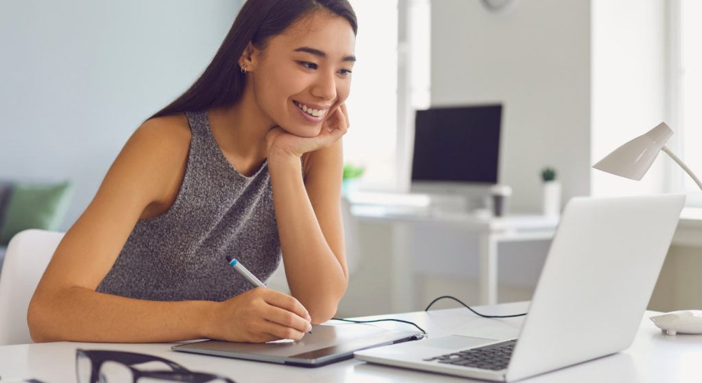 Student using laptop